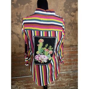 Andree by Unit Embroidered Shirt Dress Tunic Size Medium  Button Up 79